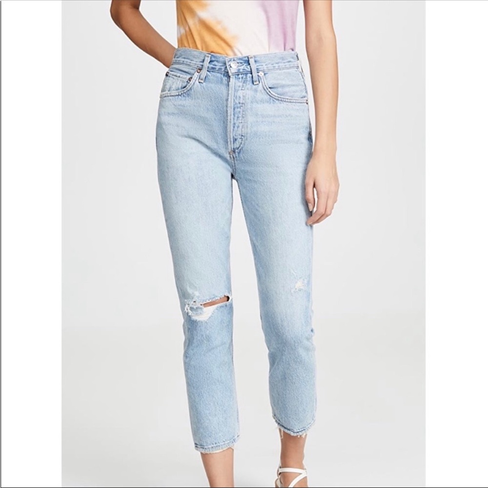 AGolde Shatter Riley High Rise Straight Crop